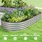 2 Pcs Galvanized Planter Boxes with Plant Support Stakes & Rubber Strap Edging